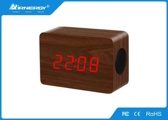 Wireless Wooden Led Alarm Clock With Temperature Display , 120*50*80mm Size