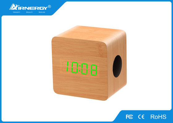 Mini Wooden Wireless Speakers / Wooden Bluetooth Alarm Clock Radio TF AUX