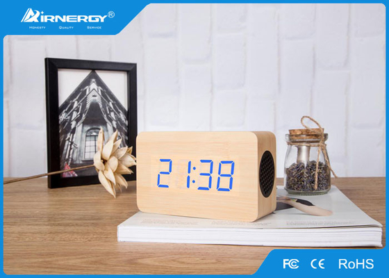 Super Bass Wooden Wireless Speakers / V4.0 Wooden Bluetooth Alarm Clock Radio