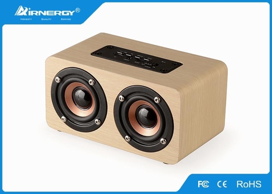 Portable Wooden Wireless Speakers , Wood Grain Bluetooth Speaker Stereophonic Sound